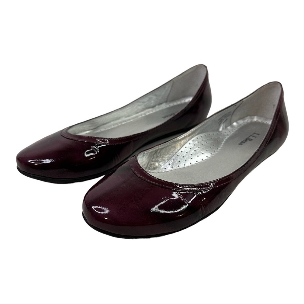 LL Bean Deep Purple Patent Ballet Flats Round Toe 8